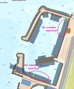 Område som viser hvilke uteriggere som flyttes i Nyhavn